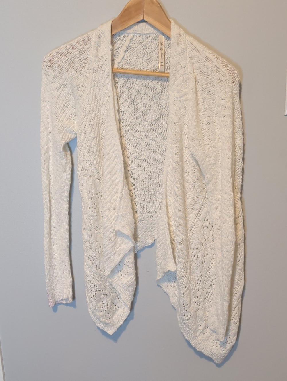 Leo & Nicole Cream Open-Front Knit Cardigan